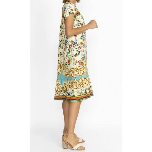 Johnny Was Felix Trapeze Floral & Striped Banboo Midi Casual Dress Medium M - Picture 13 of 14